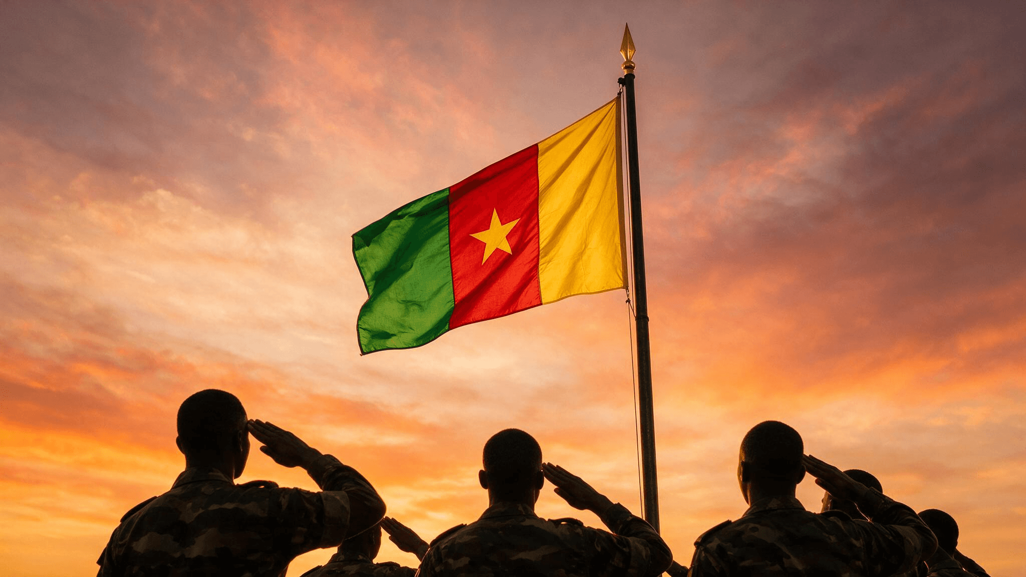 Saluting Cameroon Flag