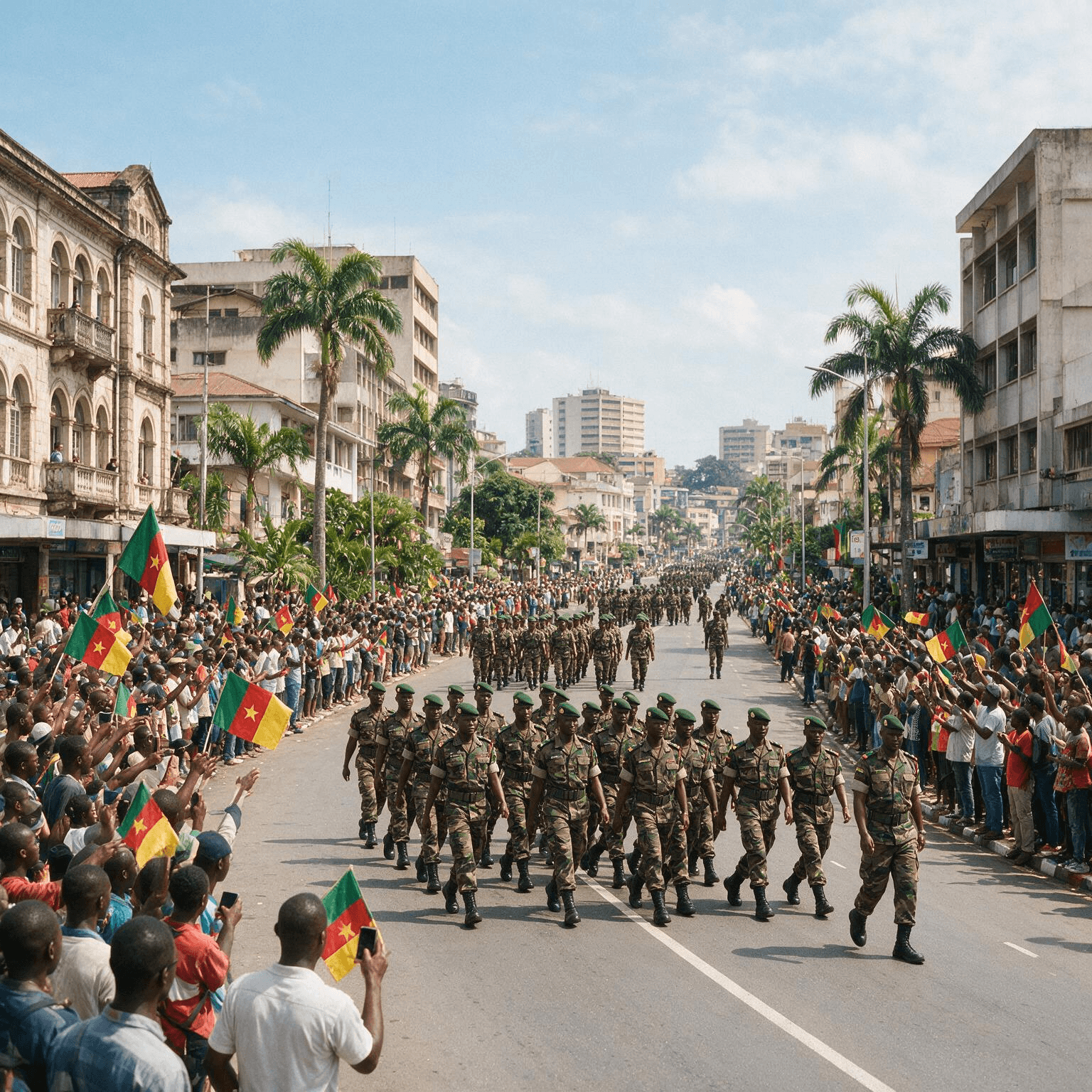 Soldiers marching in formation